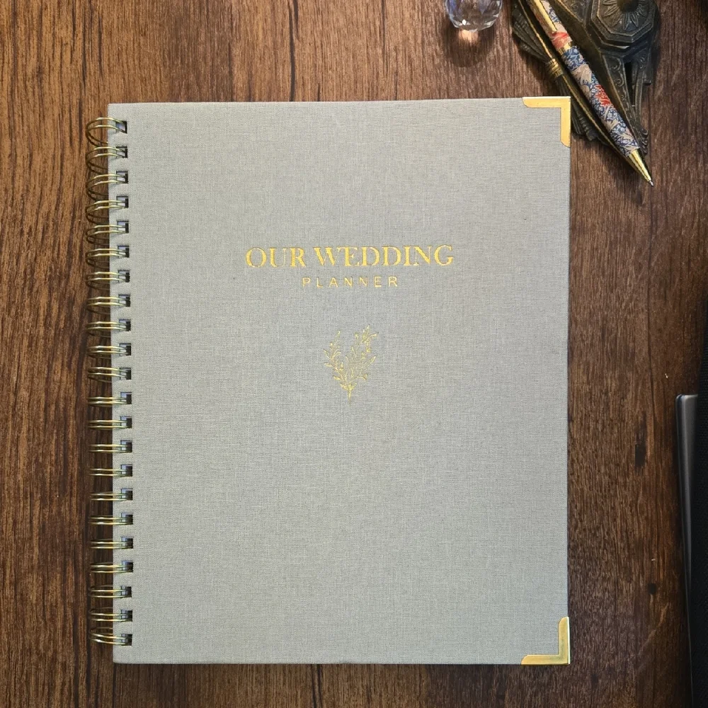 New Elegant Sage Wedding Planner with Gold Accents